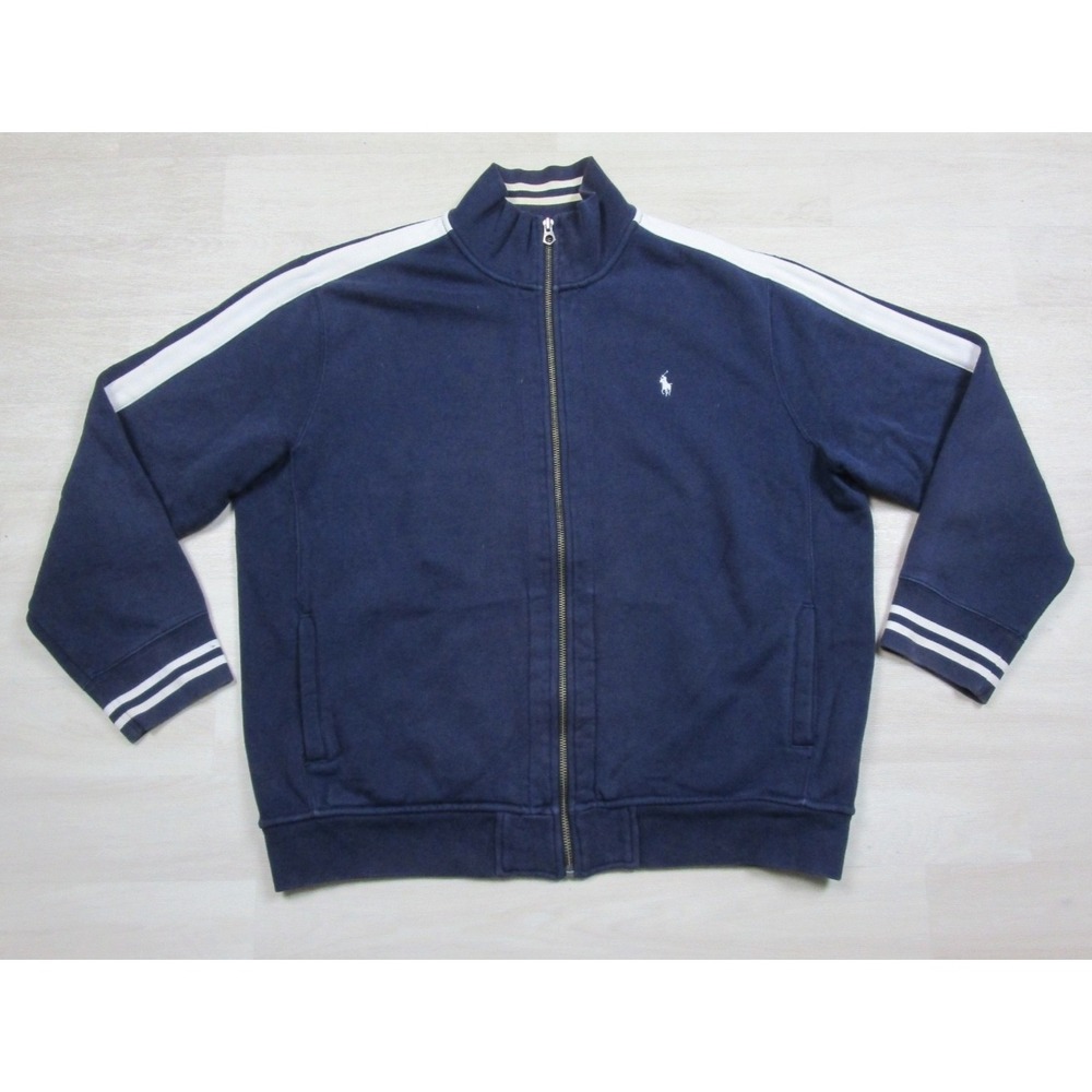 Vintage 90s Polo Ralph Lauren Sweatshirt Men's (2X) Full Zip Track Jacket Stripe